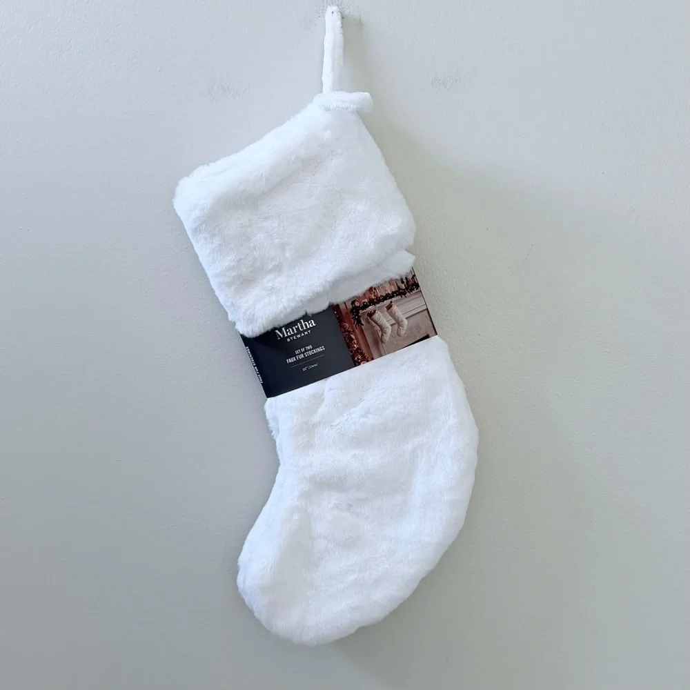 Martha Stewart Soft White Faux Fur Stockings